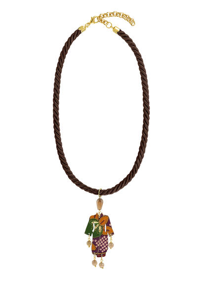 Collana Passamaneria Cordoncino Kimono Marrone - Lebole Maison