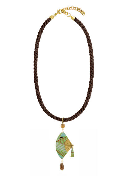 Collana Passamaneria Cordoncino Ventaglio Marrone - Lebole Maison
