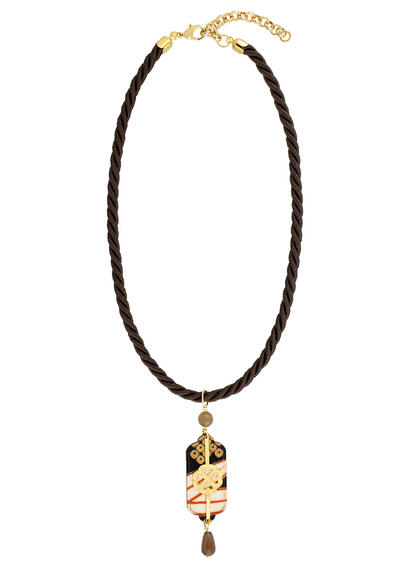 Collana Passamaneria Cordoncino Quadrifoglio Marrone - Lebole Maison