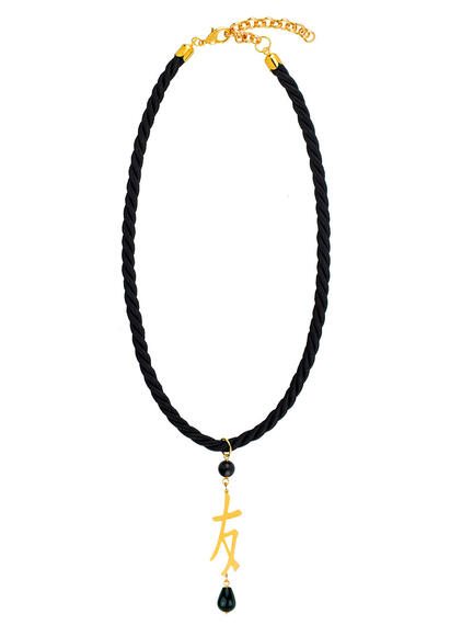 Collana Passamaneria Cordoncino Amicizia Nero - Lebole Maison