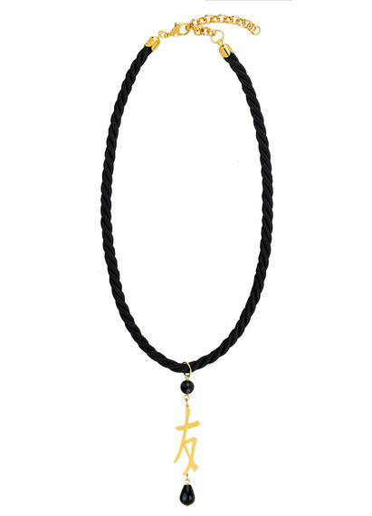 Collana Passamaneria Cordoncino Amicizia Nero - Lebole Maison