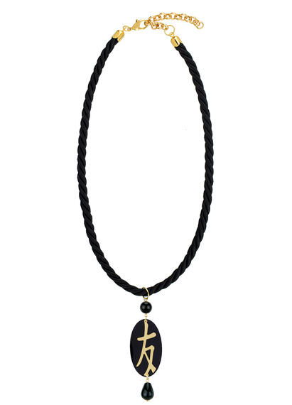 Collana Passamaneria Cordoncino Amicizia Plexi Nero - Lebole Maison