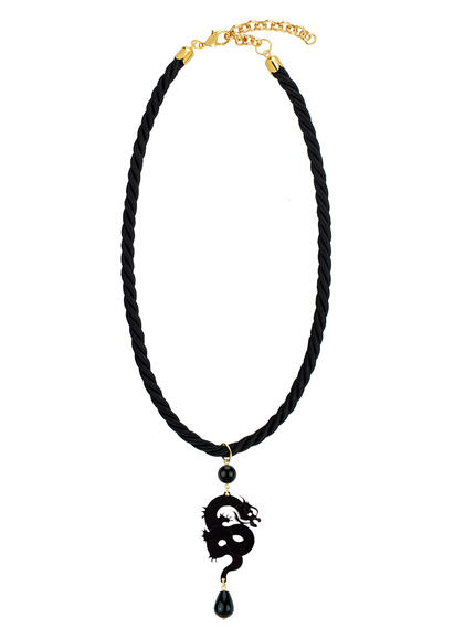 Collana Passamaneria Cordoncino Drago Plexi Nero - Lebole Maison