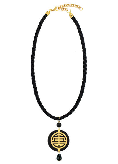 Collana Passamaneria Cordoncino Shou Plexi Nero - Lebole Maison