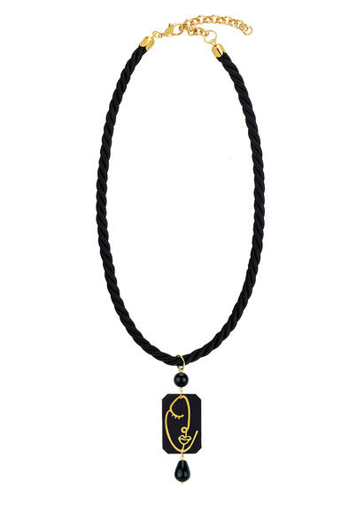 Collana Passamaneria Cordoncino Viso Plexi Nero - Lebole Maison