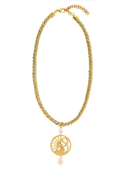 Collana Passamaneria Cordoncino Ventaglio Perla - Lebole Maison