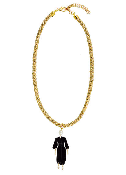 Collana Passamaneria Cordoncino Kimono Plexi Perla - Lebole Maison