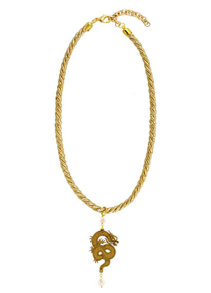 Collana Passamaneria Cordoncino Drago Oro Perla - Lebole Maison