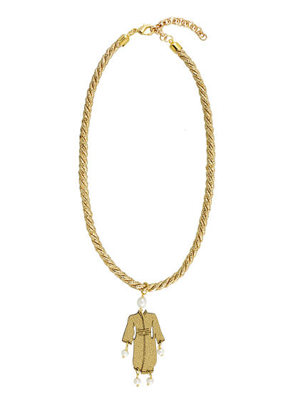 Collana Passamaneria Cordoncino Kimono Oro Perla - Lebole Maison