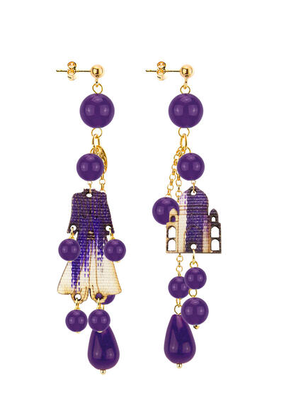 Orecchini Architettura Ciuffo Corto Viola - Lebole Maison