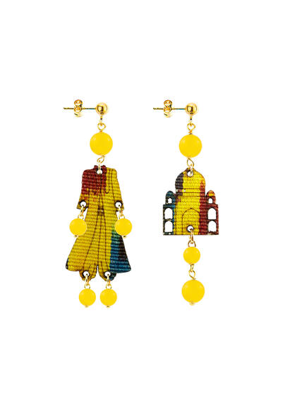 Orecchini Architettura Mini Giallo - Lebole Maison