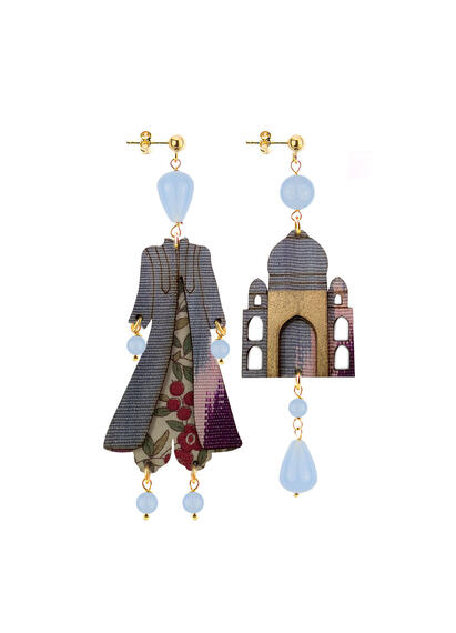 Orecchini Architettura Seta Piccolo Celeste - Lebole Maison