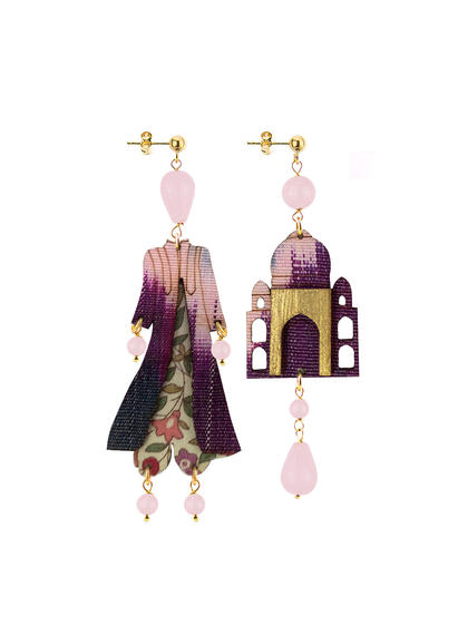 Orecchini Architettura Seta Piccolo Rosa - Lebole Maison