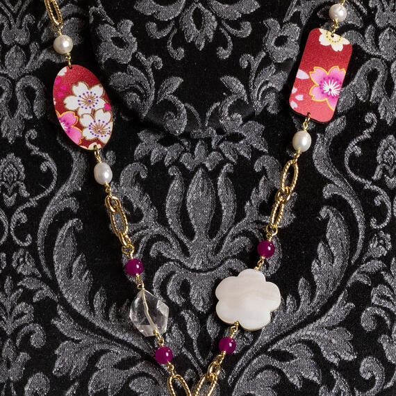 Collana Solo Io Fiori Fucsia - Lebole Maison