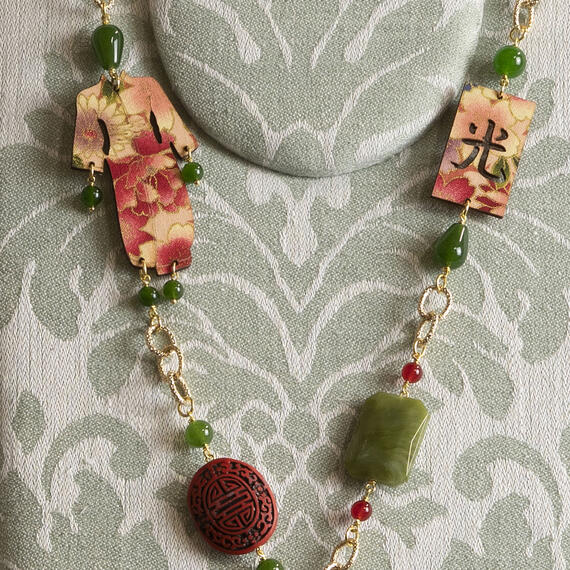 Collana Solo Io Kimono Verde E Rubino - Lebole Maison