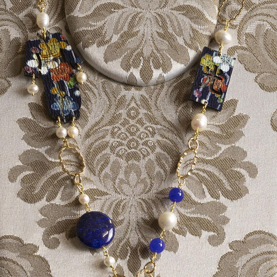 Collana Solo Io Kimono Blu E Perla - Lebole Maison