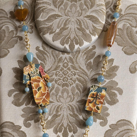 Collana Solo Io Kimono Turchese E Marrone - Lebole Maison