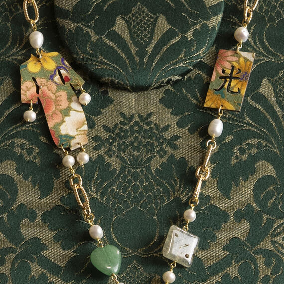 Collana Solo Io Kimono Perla E Verde - Lebole Maison