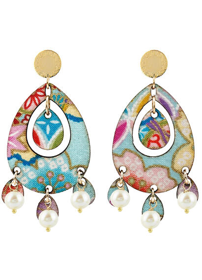 Tan Mono Oval Pearl Earrings - Lebole Maison