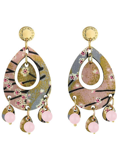 Orecchini Tan Mono Ovale Rosa - Lebole Maison