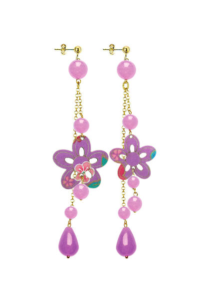 Orecchini Fiori Piccolo Ciuffo Viola Chiaro - Lebole Maison