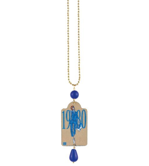 1980-1990 Fashion Necklace Blue Stone - Lebole Maison