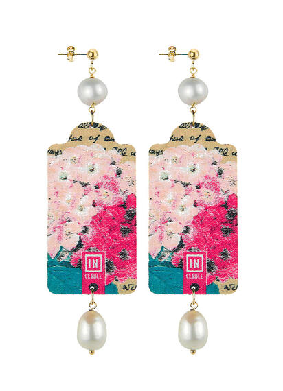 Large Pearl Pink Flower Earrings - Lebole Maison