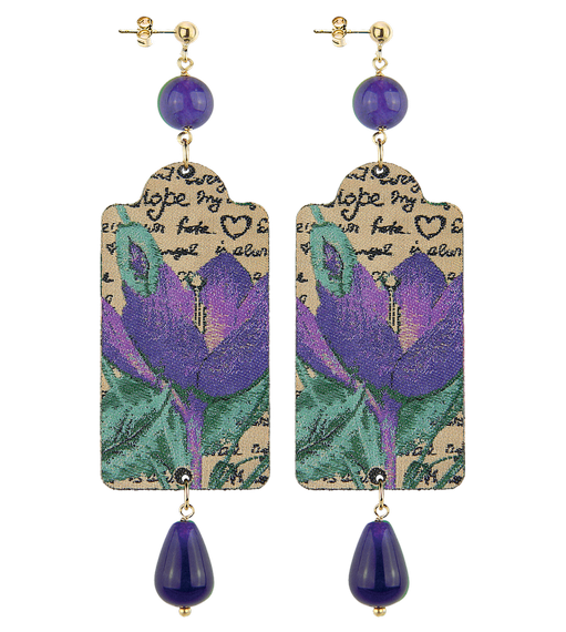 Orecchini Fiore Viola Grande Viola - Lebole Maison