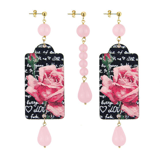 Large Flower Earrings With Pink Stones - Lebole Maison