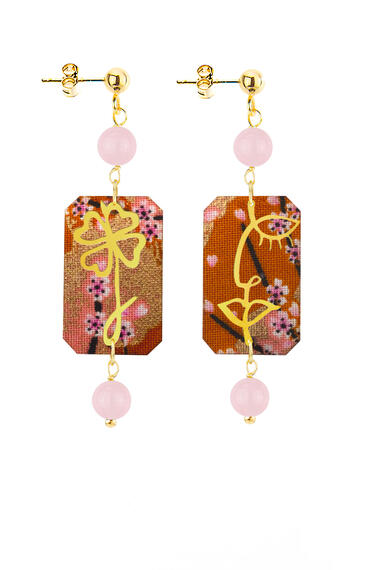 Orecchini Viso E Quadrifoglio Mini Rosa - Lebole Maison