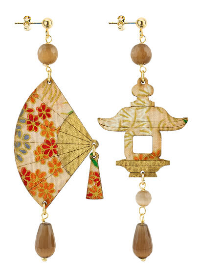 Small Brown Fan Earrings - Lebole Maison