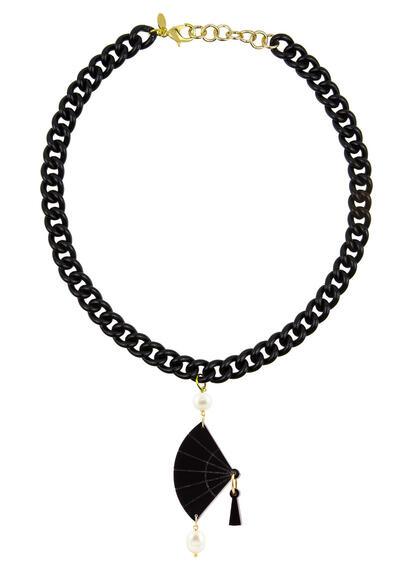 Collana Ventaglio Plexi Nero Perla - Lebole Maison