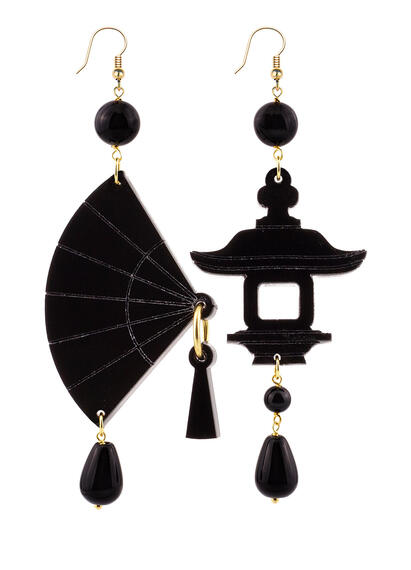 Orecchini Ventaglio Plexi Grande Nero - Lebole Maison