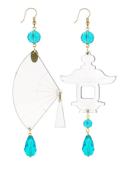 Orecchini Ventaglio Plexi Trasparente Grande Azzurro - Lebole Maison