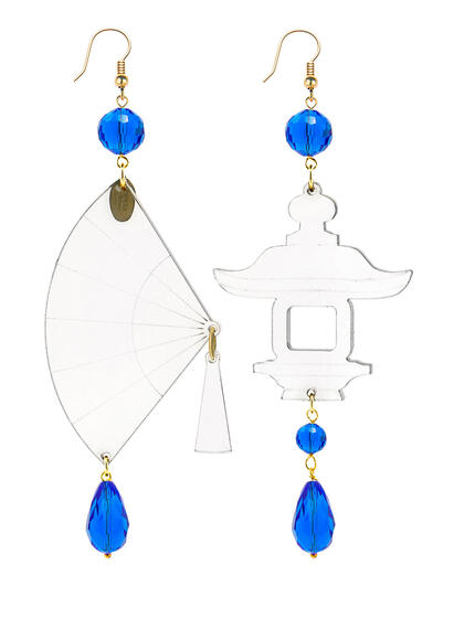 Orecchini Ventaglio Plexi Trasparente Grande Blu - Lebole Maison