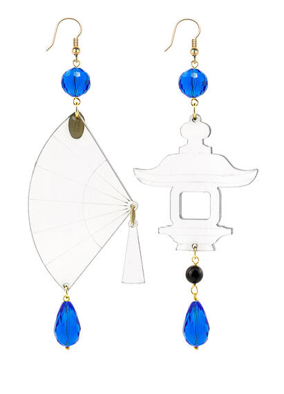 Large Blue Transparent Plexi Fan Earrings - Lebole Maison
