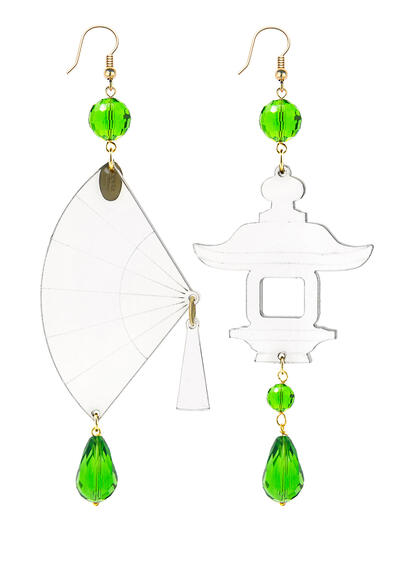 Large Light Green Transparent Plexi Fan Earrings - Lebole Maison