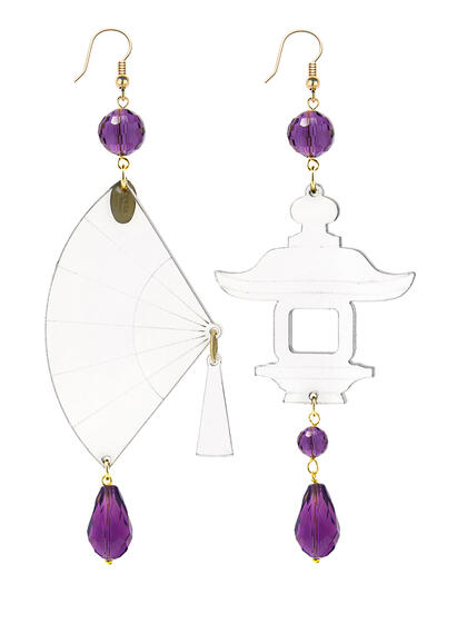 Large Purple Transparent Plexi Fan Earrings - Lebole Maison