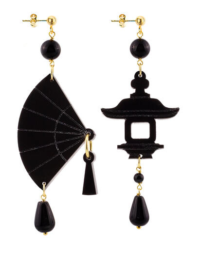 Orecchini Ventaglio Plexi Piccolo Nero - Lebole Maison