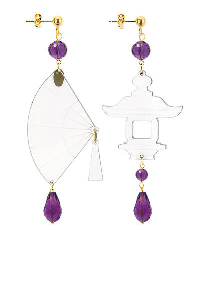 Small Purple Transparent Plexi Fan Earrings - Lebole Maison