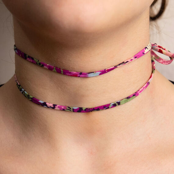 Nastro Tessuto Fiore Fucsia E Nero - Lebole Maison