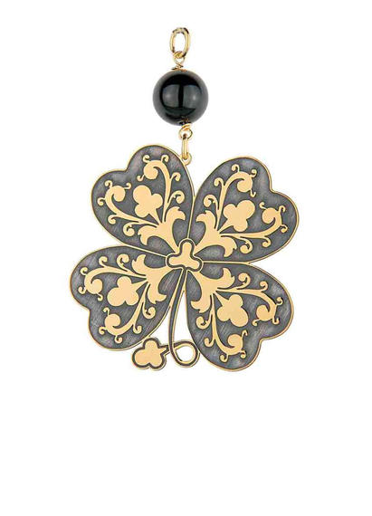 Ciondolo Quadrifoglio Grande Nero - Lebole Maison