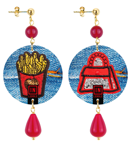 Small Earrings Bag And Chips Ruby - Lebole Maison