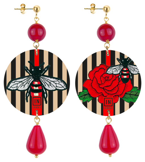 Earrings Bee Lines Ruby Classic - Lebole Maison