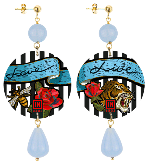 Earrings Love And Live Light Blue Classic - Lebole Maison