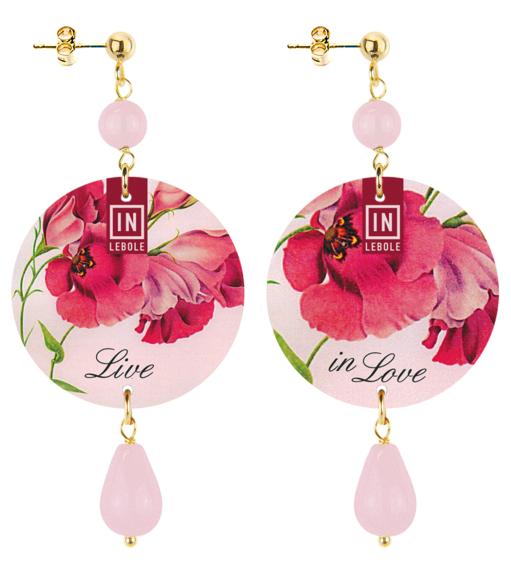 Earrings Live In Love Small Pink - Lebole Maison