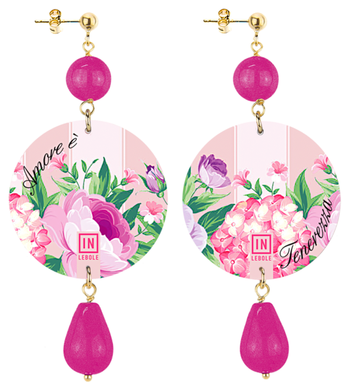 Earrings Love Is Tenderness Fuchsia Classic - Lebole Maison