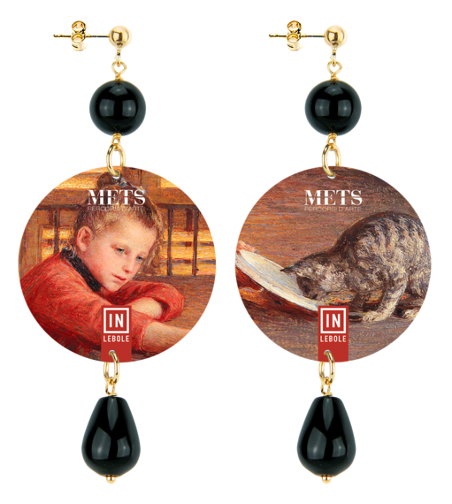 Orecchini Bambina Con Gatto E. Longoni Classico Nero - Lebole Maison