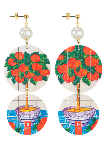 Earrings Tree Oranges Vases Pearl - Lebole Maison