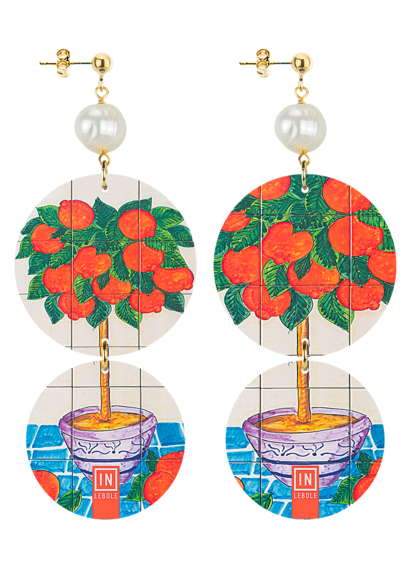 Orecchini Vasi Albero Arance Perla - Lebole Maison